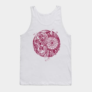 Burgundy Skull and Dreamcatcher Circle Tank Top